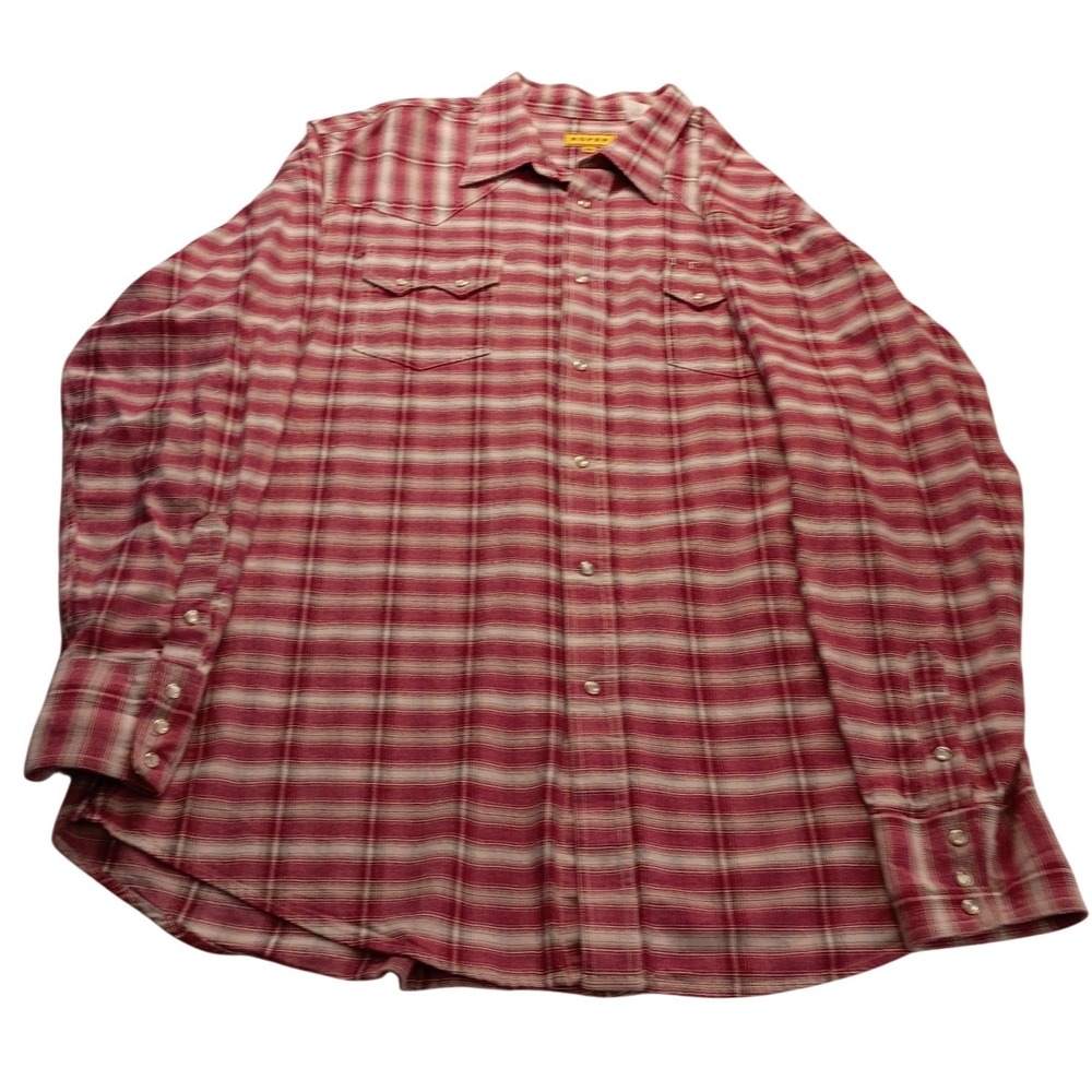 Roper Western Shirt Men's Long Sleeve Pearl Snap Plaid Red White 2XL Casual Work
